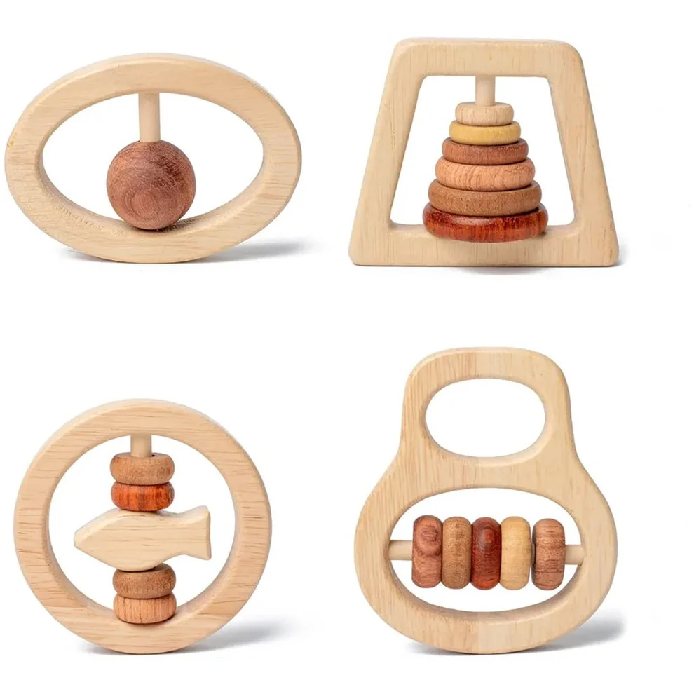 Wooden Baby Rattle - 8pcs – Sensory Toy for Infants and Toddlers