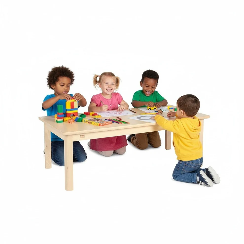 Durable Rectangular Wooden Kids Table. Spacious & Ideal for Learning Environments